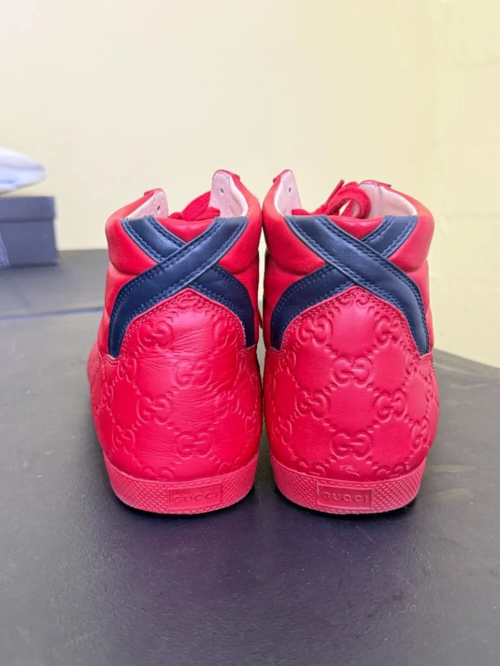 Gucci Red High-top Men Ace Embroidered Sneakers Size 13 (Size 14 US)